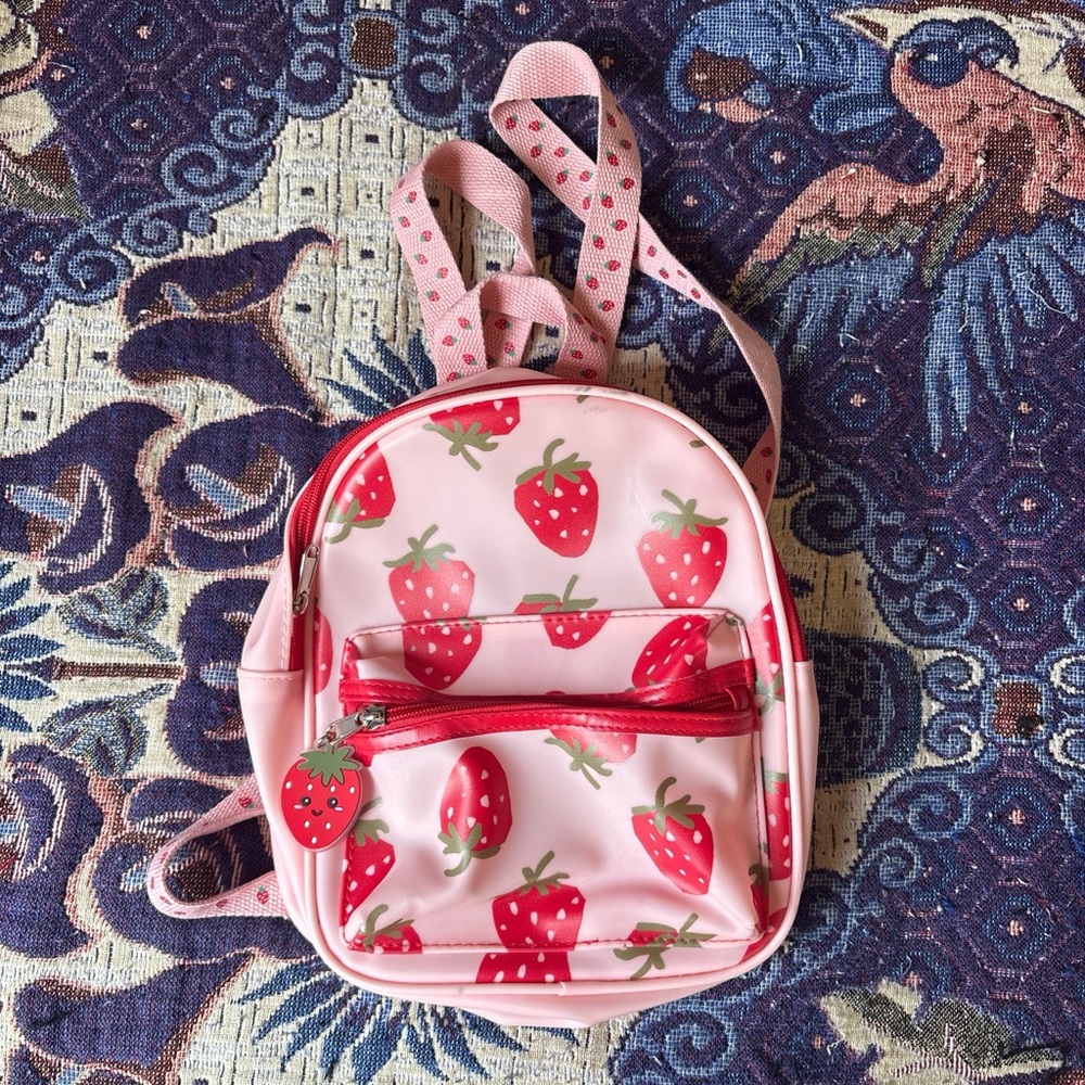 Strawberry Print Kids Backpack